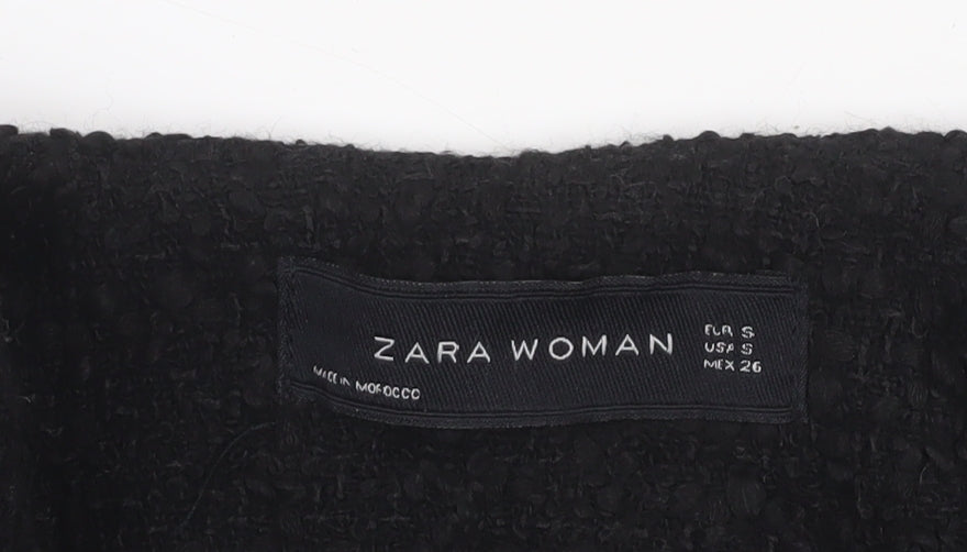 Zara Women Black Wool Blend Biker Jacket Size S