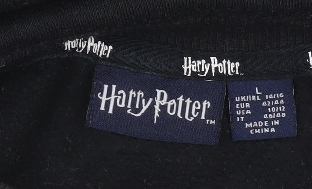 Harry Potter Womens Black L Sweatshirt Lightning Glasses Graphic Pullover