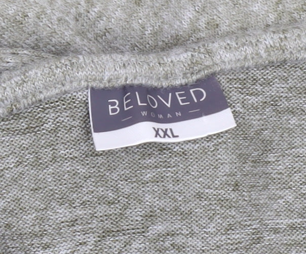 Beloved Women’s Grey V-Neck Long Sleeve Pullover Jumper Size 2XL