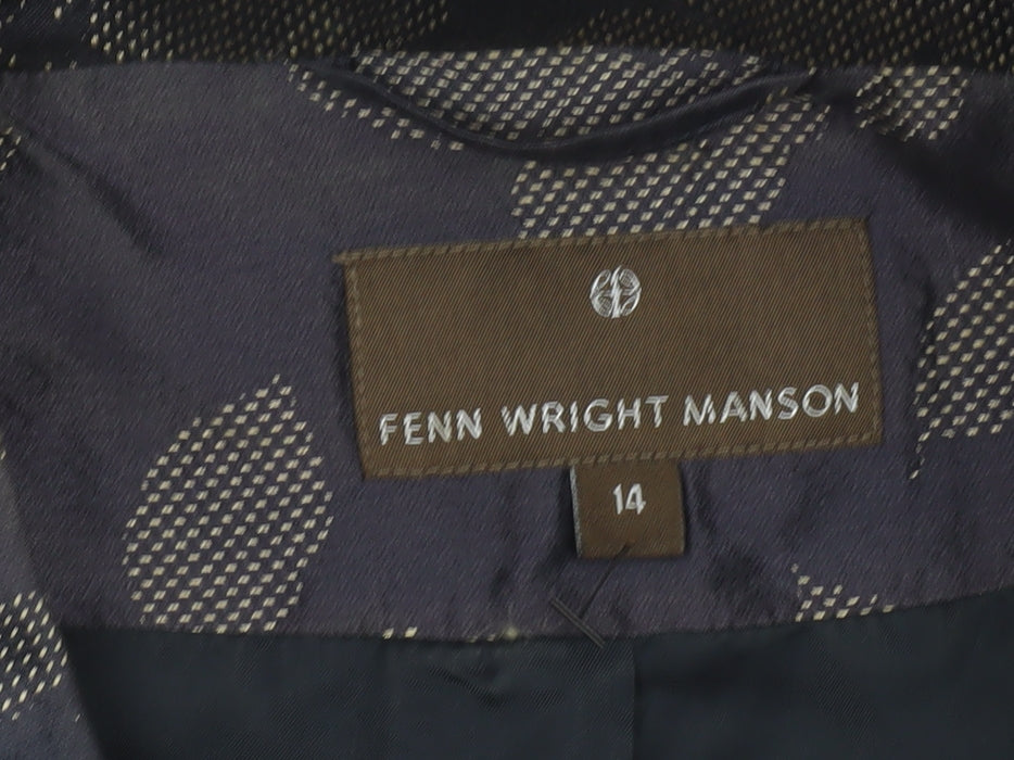 Fenn Wright Manson Women Blue Floral Jacquard Short Blazer Size 14
