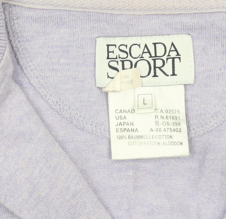 Escada Sport Women Lilac Cotton Pullover Sweatshirt L Long Sleeve