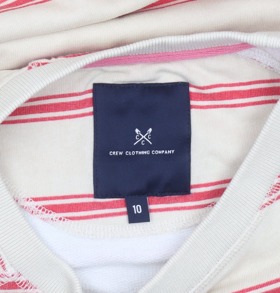 Crew Clothing Womens Beige Striped Cotton Pullover Sweatshirt Size 10