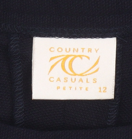 Country Casuals Women Black Petite 12 Wool Blend Straight Trousers