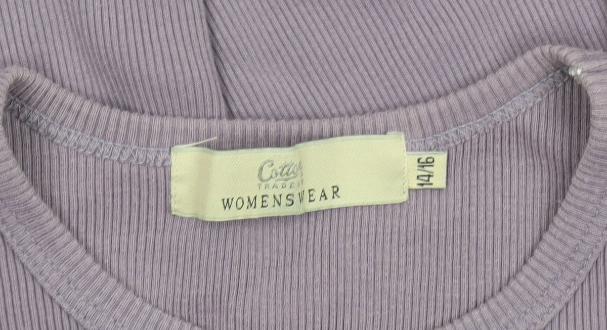 Cotton Traders Womens Purple 14/16 Sleeveless Cotton Tank Top