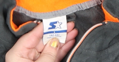 Starter Men's Black and Orange L Fleece Windbreaker Jacket