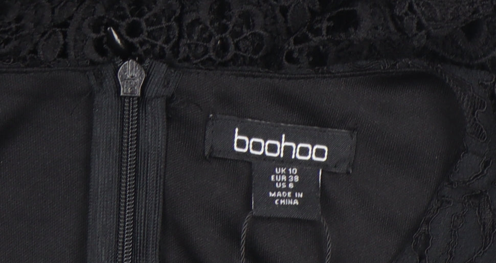 Boohoo Women's Black Lace Fit & Flare Dress Size 10
