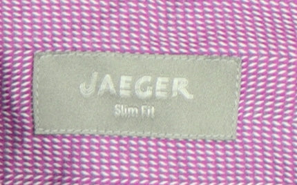 Jaeger Men's Purple Slim Fit Long Sleeve Cotton Button-Up Shirt Size 16