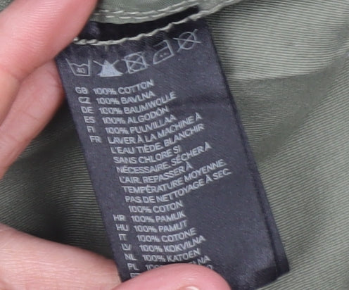 H&M Women's Green Cotton Military Jacket Size 8 Regular