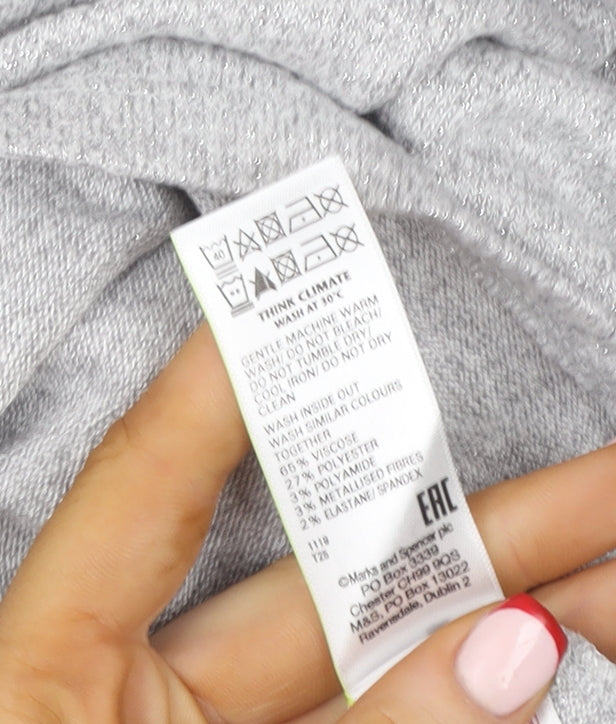 Marks & Spencer Girls Grey Pullover Hoodie 13-14 Years Knit Long Sleeve