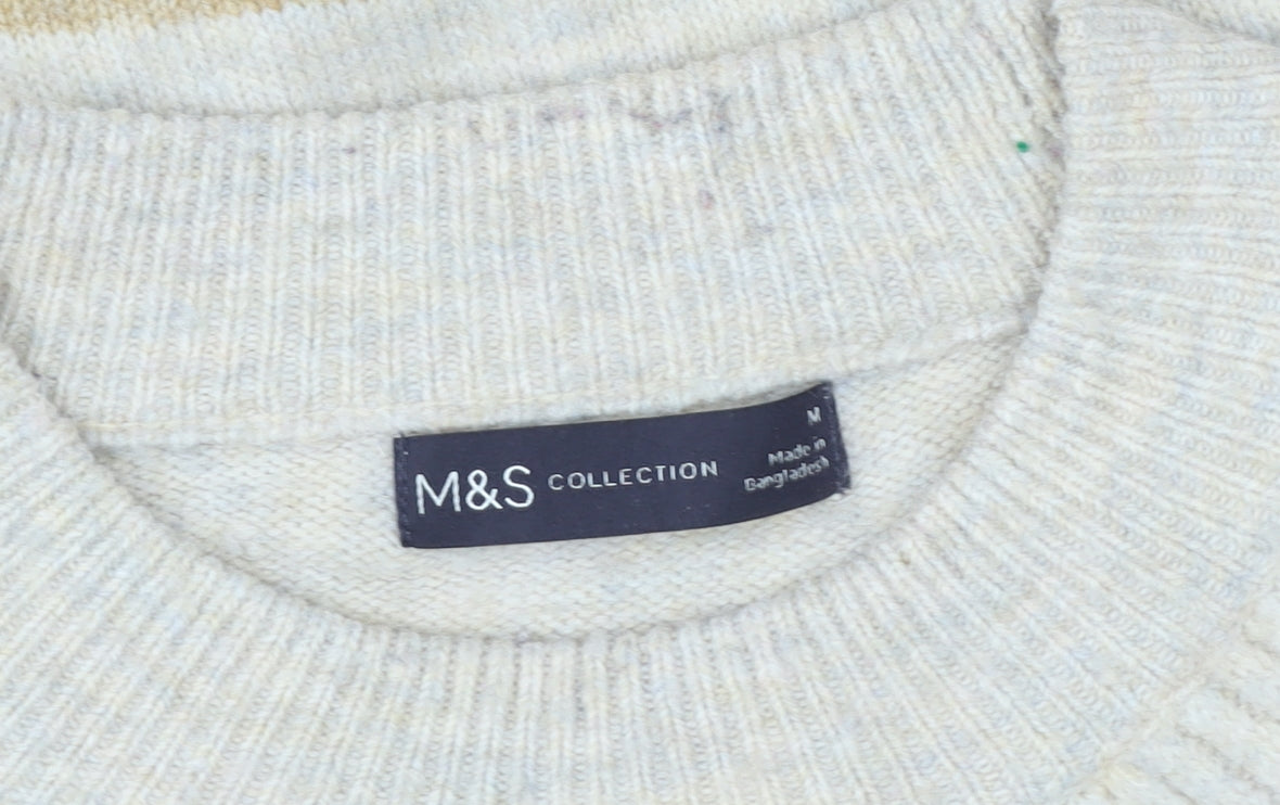 Marks & Spencer Women's Multicoloured Striped Wool Jumper M