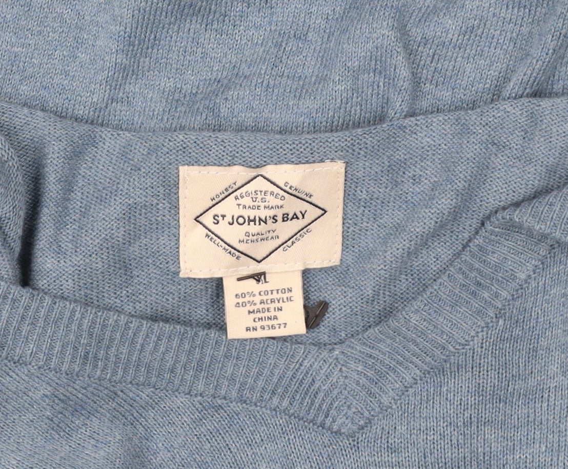 St. John’s Bay Women Blue V-Neck Pullover Sweatshirt Size M