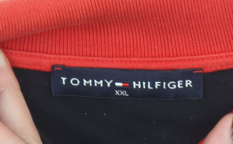 Tommy Hilfiger Men's Red 2XL Short Sleeve Cotton Polo Shirt