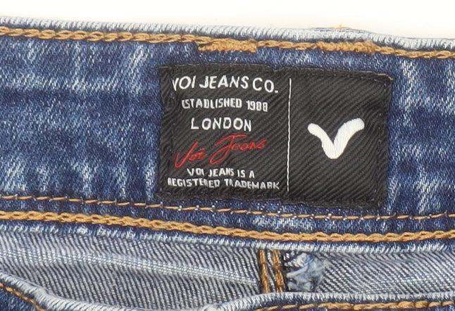 Voi Jeans Co Men's Blue Skinny Fit Distressed Denim Jeans 30R