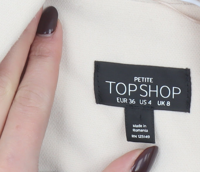 Topshop Petite Women Beige Sleeveless Long Suit Waistcoat UK 8