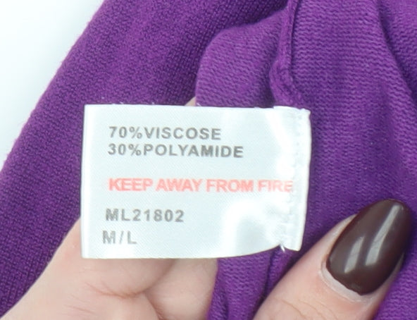Bassini Women Purple Beaded 3/4 Sleeve Pullover Jumper M/L