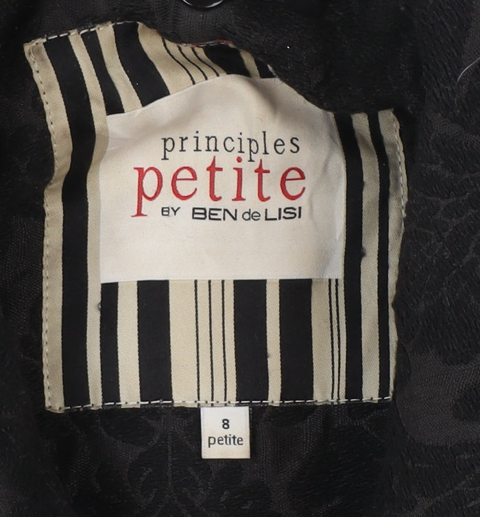Principles Petite by Ben de Lisi Women's Black Floral Jacquard Long Coat Size 8