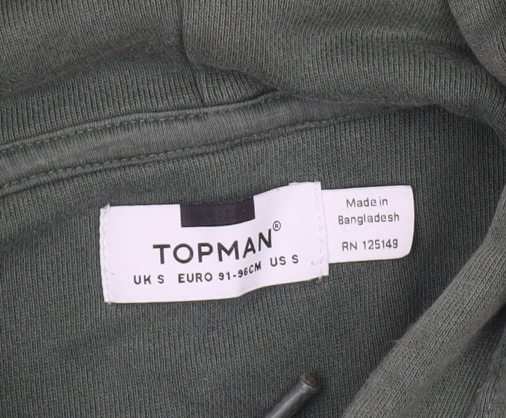 Topman Men’s Green Pullover Hoodie Size S Cotton Blend