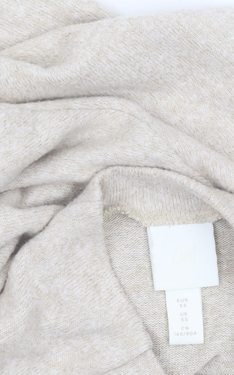 H&M Women’s Beige Mock Neck Knit Pullover Jumper XS