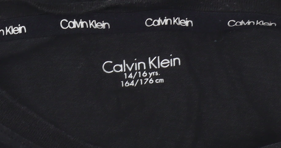 Calvin Klein Boys Black Long Sleeve Crew Neck T-Shirt 14-16 Years