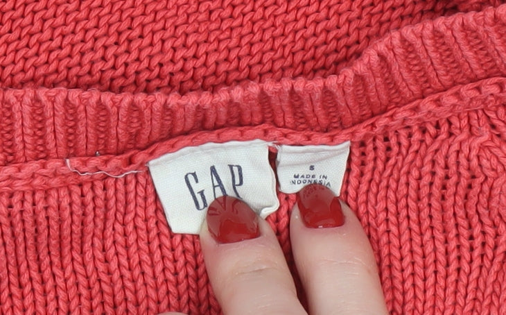 GAP Women's Red Cotton Knit Crew Neck Jumper Size S