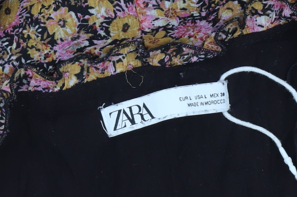 Zara Womens Multicoloured Floral A-Line Knee Length Dress Size 12