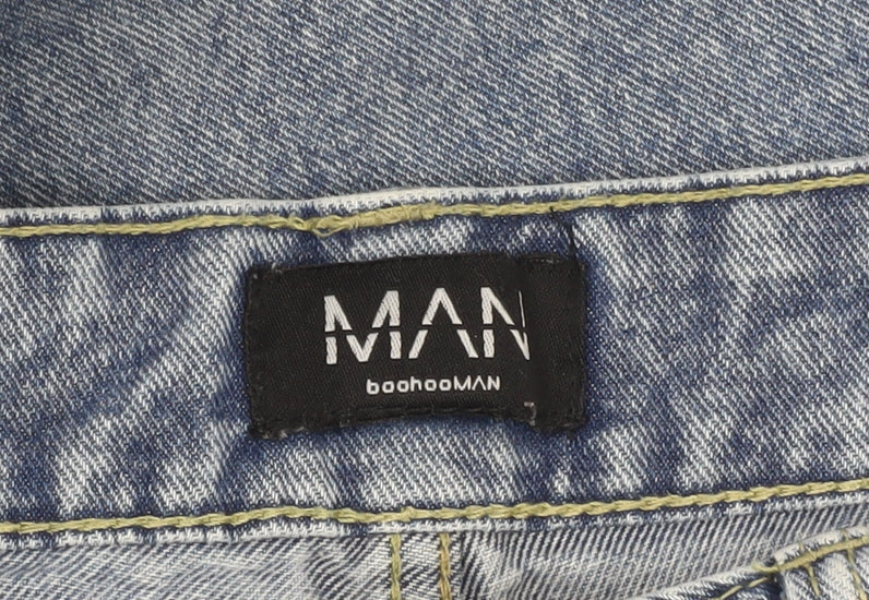 boohooMAN Men’s Blue 32L Straight Fit Denim Jeans