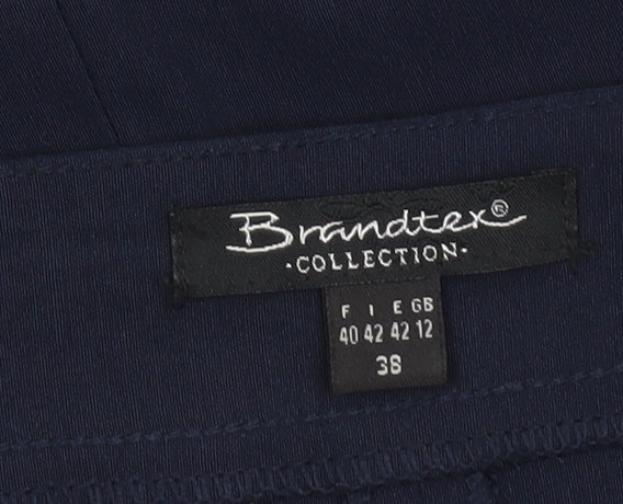 Brandtex Women Blue Size 12 Pencil Skirt Stretch Zip Detail