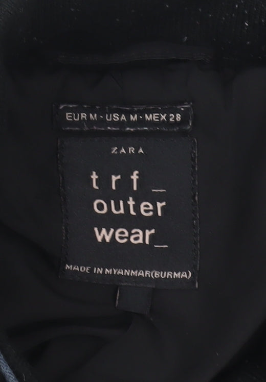 Zara Women Black Puffer Jacket Size 12 Quilted Short Style
