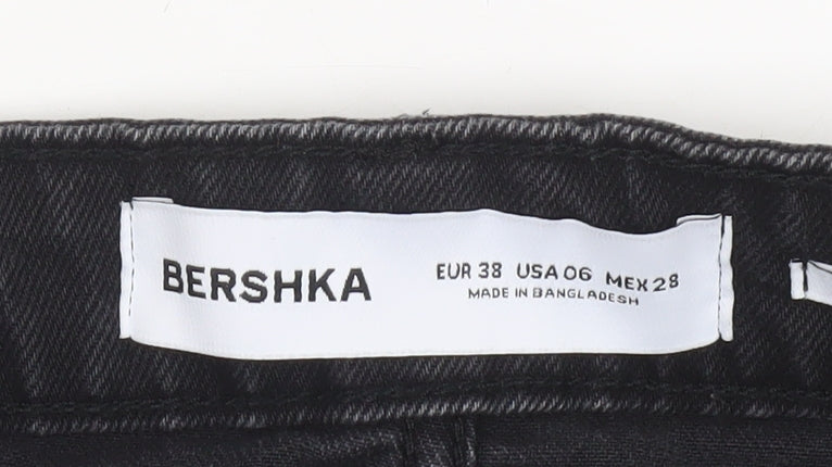 Bershka Women Black Cargo Mini Denim Skirt Size 10