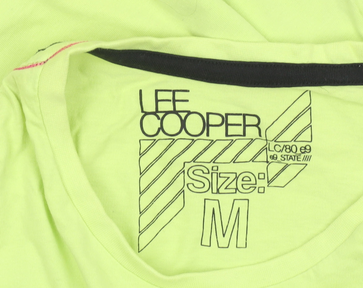 Lee Cooper Men's Green Graphic Shibuya Print Cotton T-Shirt Size M