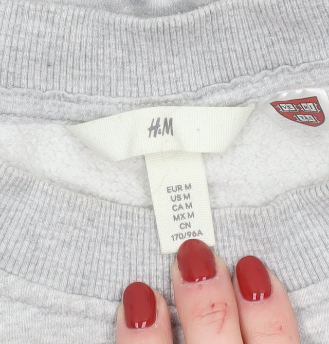 H&M Womens Grey Harvard Crew Neck Sweatshirt Size 12 Cotton Blend