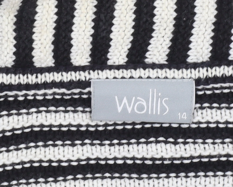 Wallis Women Black White Striped Knit Cardigan Size 14