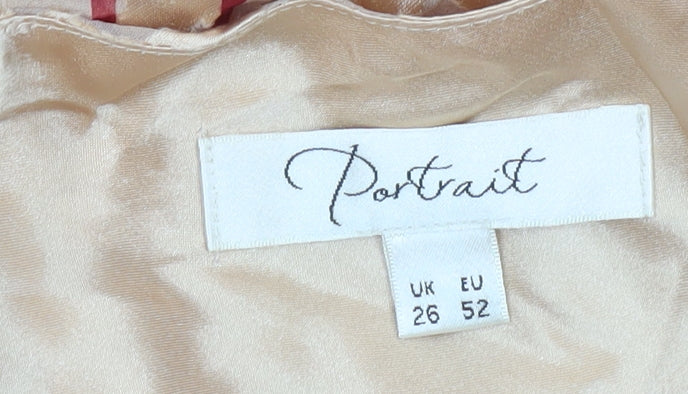 Portrait Womens Beige Red Floral Silk Blend Tunic Sleeveless Blouse UK 26