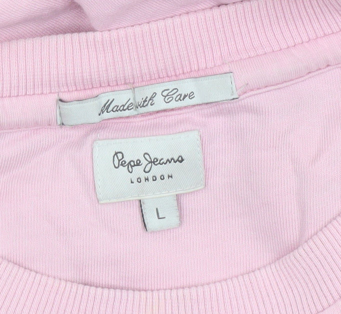 Pepe Jeans London Women's Pink Cotton Pullover Sweatshirt L