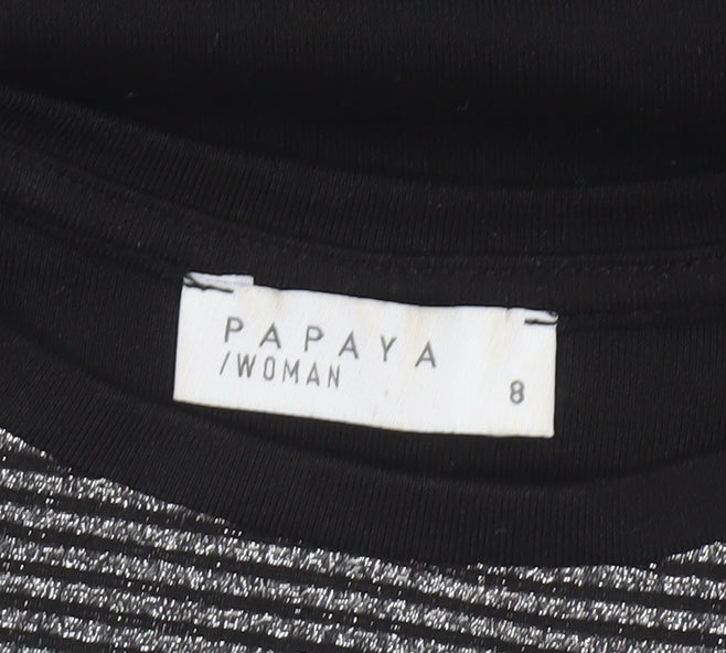 Papaya Woman Black & White Stripe Panel Sweatshirt Size 8
