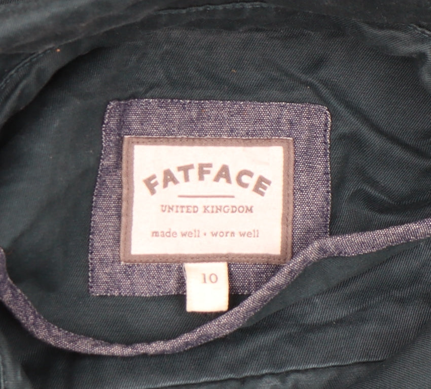FatFace Women Green Cotton Pea Coat Size 10 Double-Breasted Classic