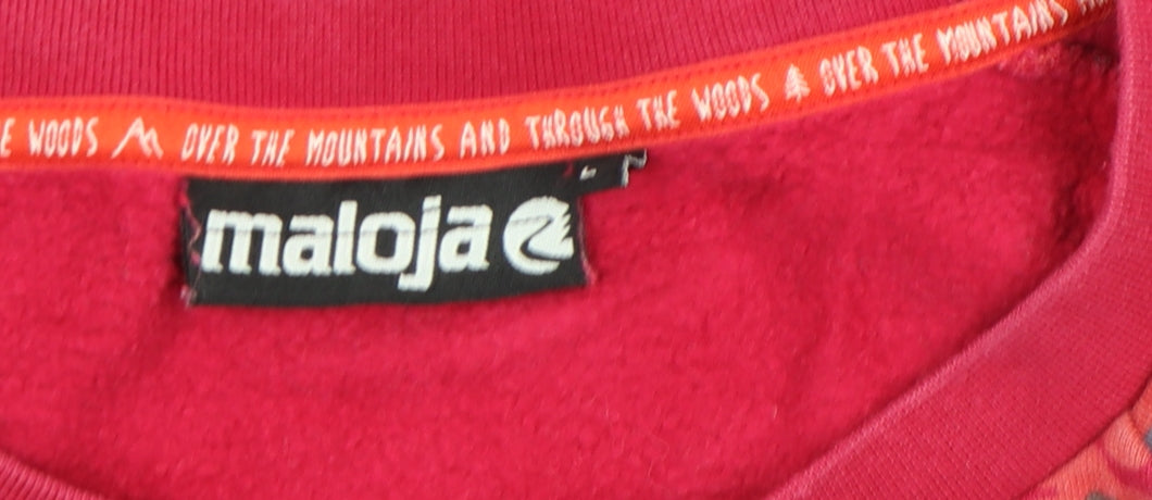 Maloja Womens Red Floral Pullover Sweatshirt Size M Cotton Blend