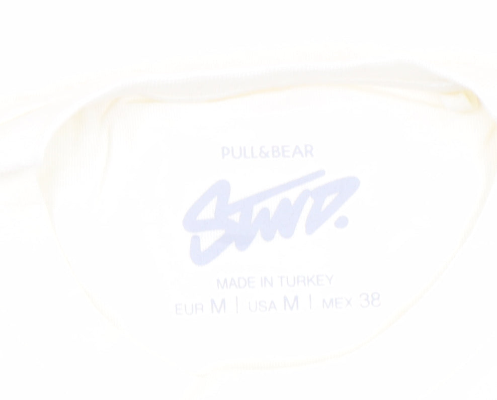 Pull&Bear Men’s White Los Angeles Graphic Short Sleeve T-Shirt M
