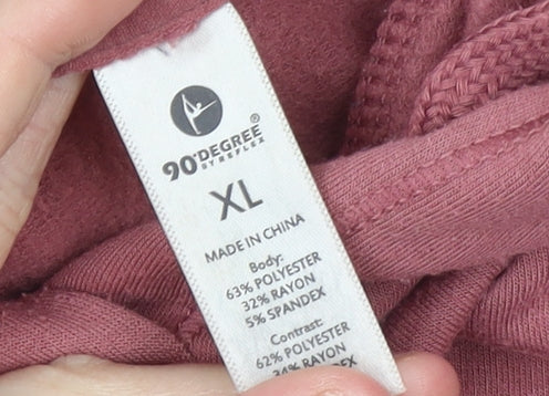 90 Degree by Reflex Womens Pink Pullover Hoodie XL Polyester Blend