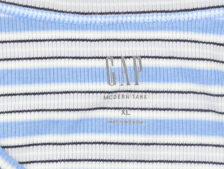 GAP Womens Blue Striped Cotton Jersey Tank Top XL