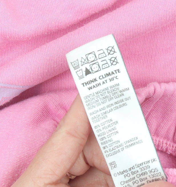 Marks & Spencer Girls Pink Barbie Hoodie 7-8 Years Pullover Fleece