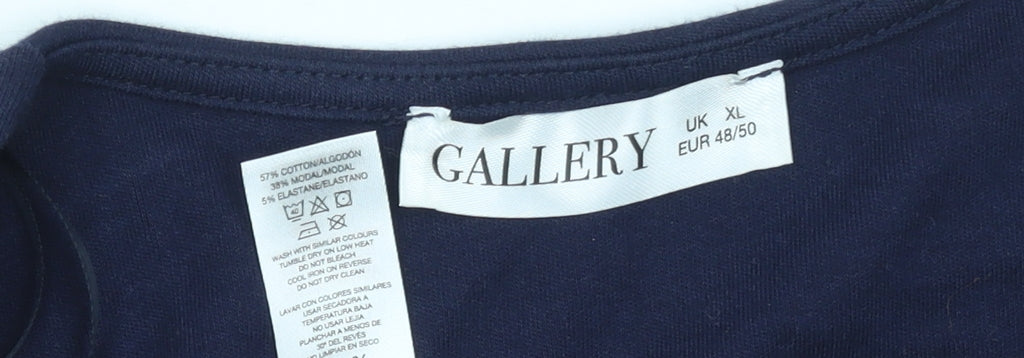 Gallery Womens Blue Square Neck Sleeveless Tank Top XL