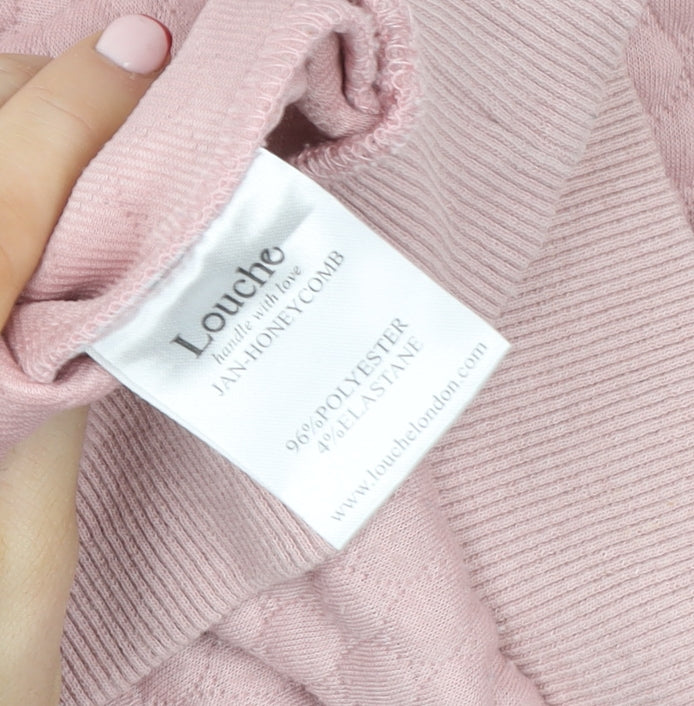 Louche Women Pink Honeycomb Textured Crew Neck Pullover Sweatshirt UK 10