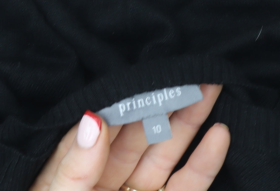 Principles Womens Black Long Sleeve Believe Sequin Knit Jumper Size 10
