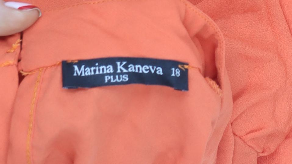 Marina Kaneva Women Orange Long Sleeve High Neck Tunic Blouse Size 18 Plus