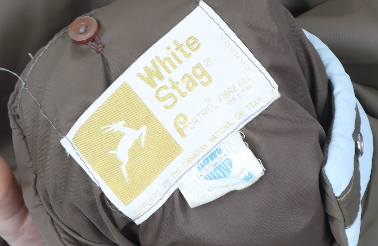 White Stag Men's Brown Puffer Ski Jacket M Winter Nylon