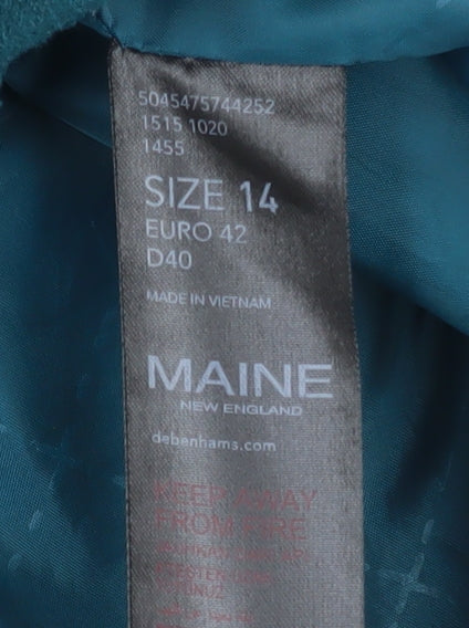 Maine New England Women's Green Hooded Wool Blend Parka Coat Size 14