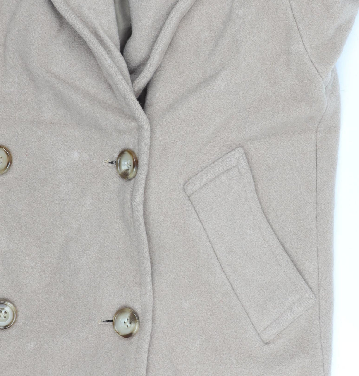 Marks & Spencer Women’s Beige Wool Pea Coat Size 10 Vintage