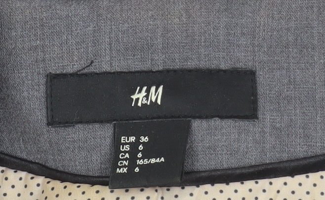 H&M Women Grey Single-Breasted Suit Jacket Size 8 Classic Fit