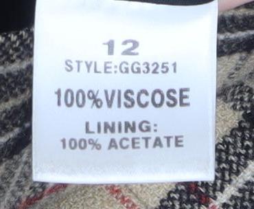 Gold by Michael K Women Beige Check Viscose Blazer Size 12